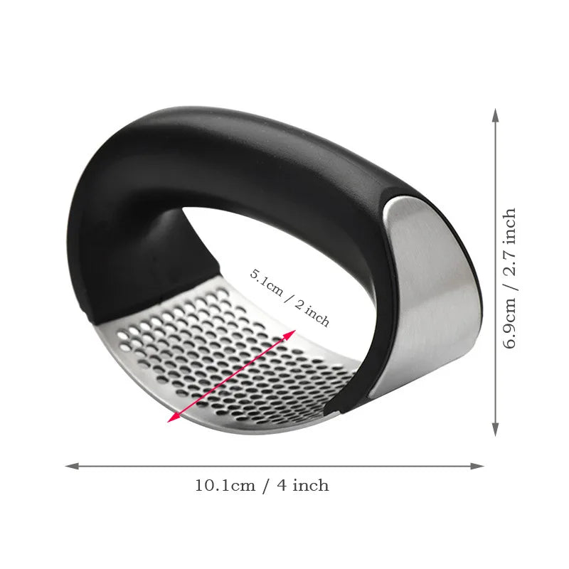 Stainless Steel Garlic Press & Mincer – Manual Kitchen Gadget for Fruits and Vegetables