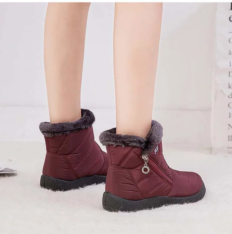 Comfortable Waterproof Snow Boots for Women - Soft Fur, Zipper, Winter Boots (Botas Mujer)