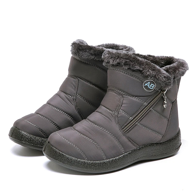 Comfortable Waterproof Snow Boots for Women - Soft Fur, Zipper, Winter Boots (Botas Mujer)