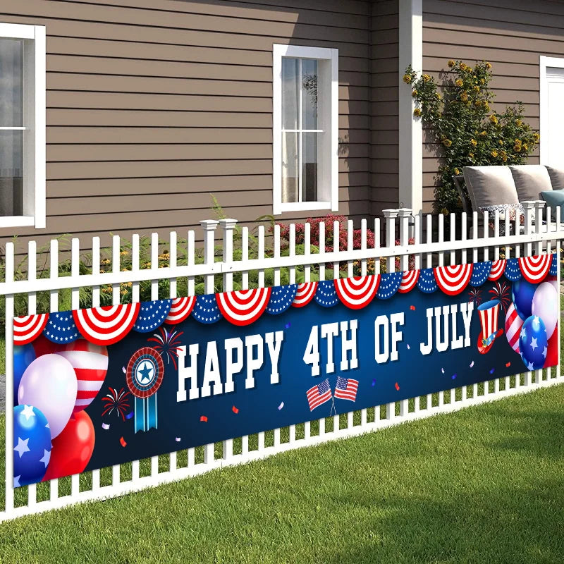 Happy 4th of July Banner Backdrop Independence Day Sign Freedom Banner American Patriotic Party Decor Memorial Day Part Supplies