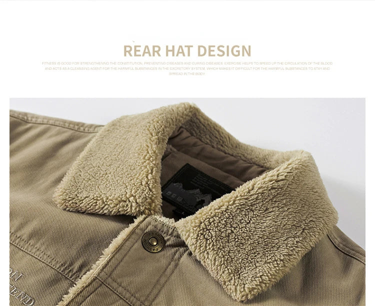 Winter Fleece-lined Denim Jacket Men's High Quality Thickened Lambswool Warm Parka Outdoor Hiking Camping Cold-proof Work Coat