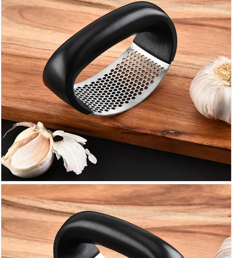 Stainless Steel Garlic Press & Mincer – Manual Kitchen Gadget for Fruits and Vegetables