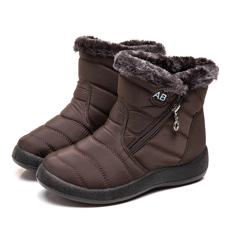 Comfortable Waterproof Snow Boots for Women - Soft Fur, Zipper, Winter Boots (Botas Mujer)