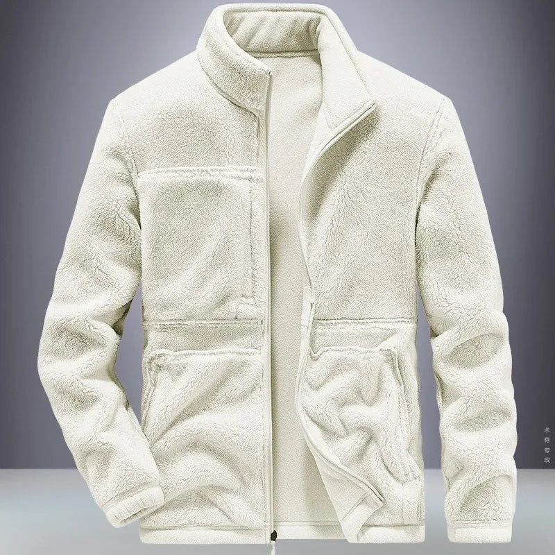 Winter Jacket for Mens, Trendy with Added Fleece and Thick Lamb Jacket, Outdoor Sportswear, Oversized Jacket