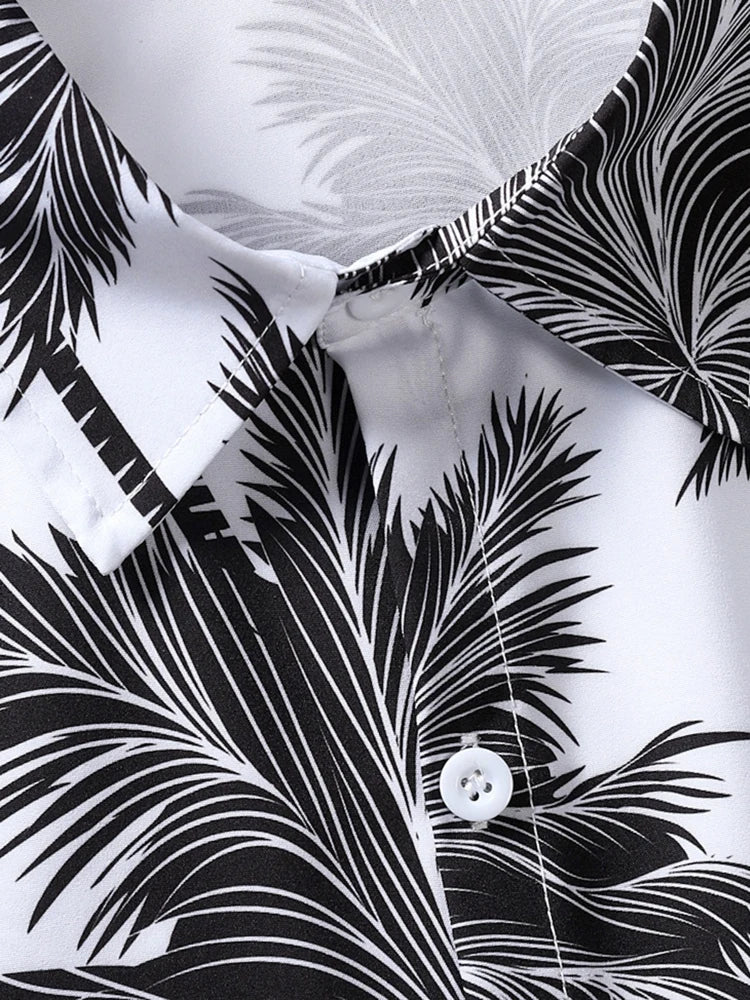 ZAFUL Men's Hawaiian Shirt: Tropical Coconut Tree Print, Short Sleeve, Summer Beach Casual Button-Up Vacation Top (Z5037732)