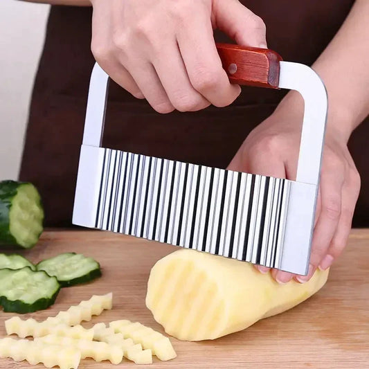 Wavy Potato Cutter - Stainless Steel Crinkle Vegetable Knife