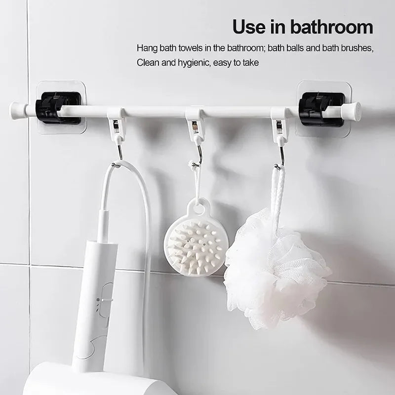 Self-Adhesive Curtain Rod Bracket - Nail-Free, Adjustable, No Drilling (2/4/8 Pcs) for Home, Kitchen, Bathroom