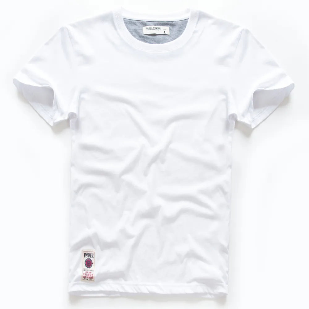 Solid Color Men's Cotton T-Shirt, Casual O-neck, High-Quality Classic Top