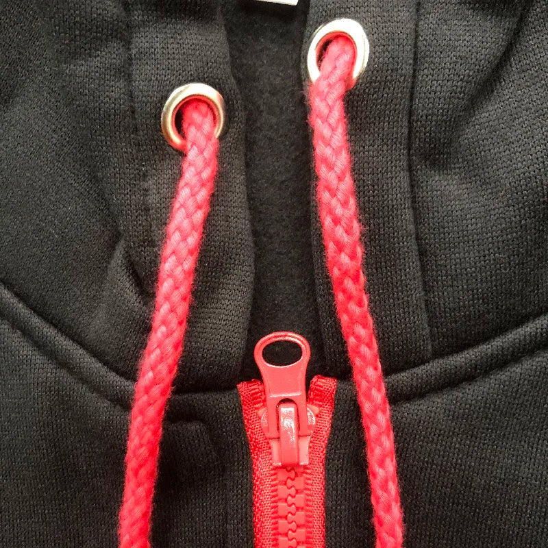 Men's color block fleece hoodie in black, white, army green, and red. Perfect for cool casual winter wear.