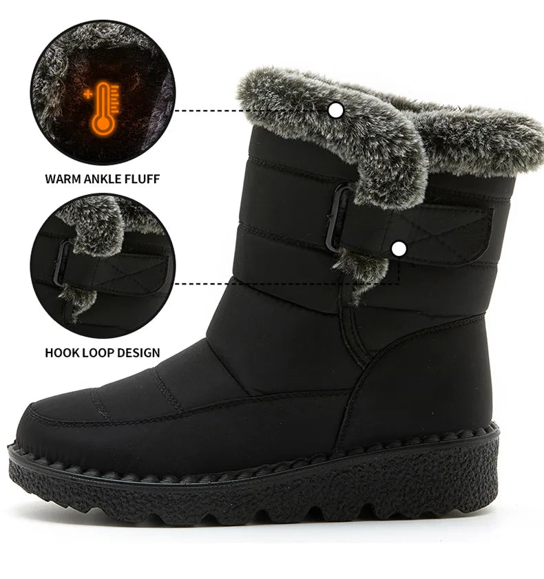 2024 Trend: Women's Winter Boots - Ankle Height, Low Heels, Waterproof, Fur-Lined Snow Boots (Botas Mujer)