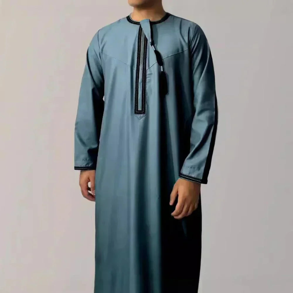 New Muslim Men's Long Sleeve Jubba Thobe | Abaya, Daffah, Kaftan, Prayer Robe - Pakistan & Saudi Arabia Inspired Islamic Clothing
