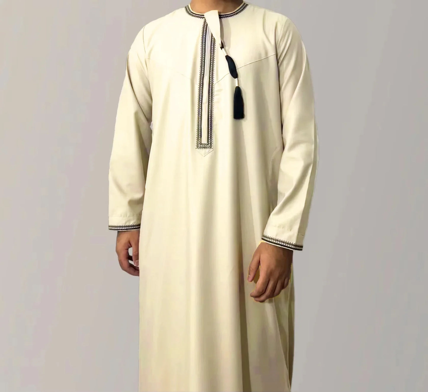 New Muslim Men's Long Sleeve Jubba Thobe | Abaya, Daffah, Kaftan, Prayer Robe - Pakistan & Saudi Arabia Inspired Islamic Clothing