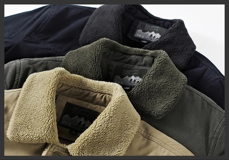 Winter Fleece-lined Denim Jacket Men's High Quality Thickened Lambswool Warm Parka Outdoor Hiking Camping Cold-proof Work Coat