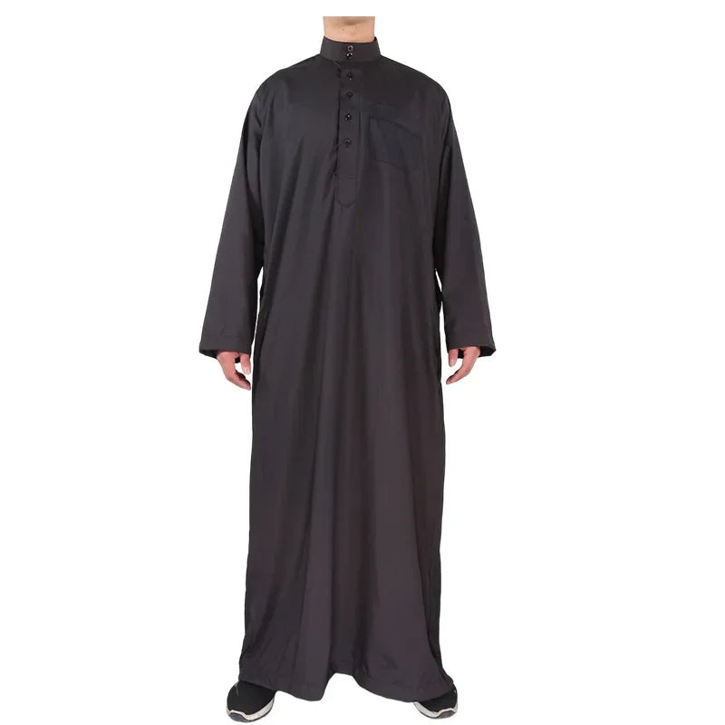 Solid Muslim Men's Robe | Kaftan, Abaya, Jubba & Qamis - Arabic & Pakistani Islamic Fashion