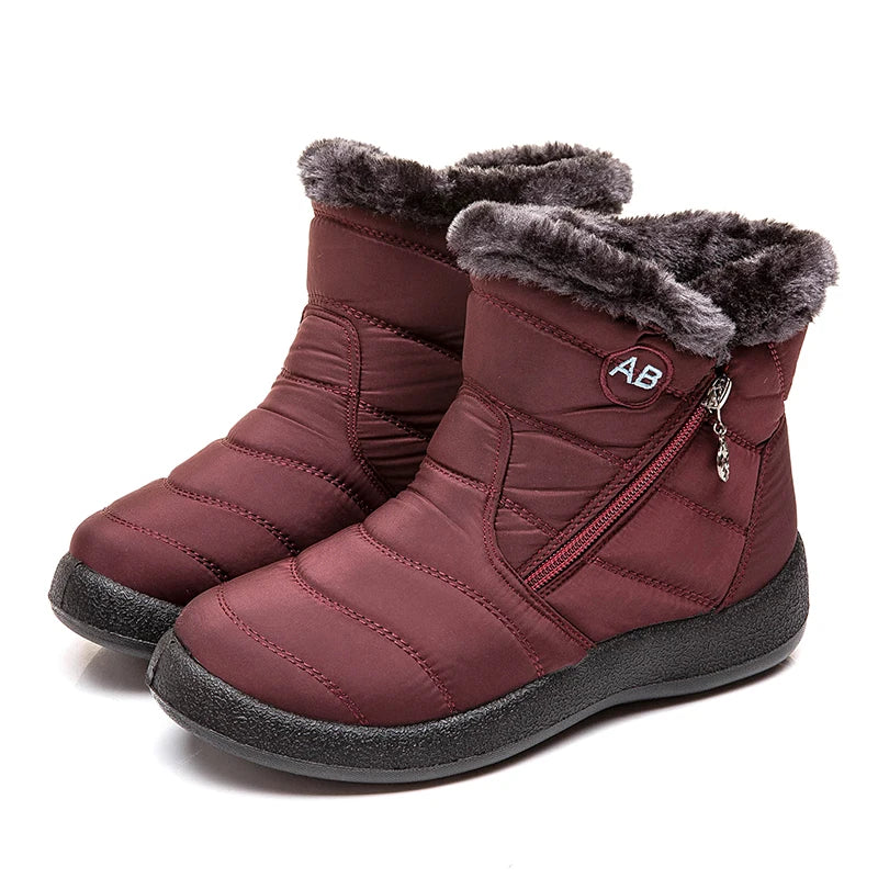 Comfortable Waterproof Snow Boots for Women - Soft Fur, Zipper, Winter Boots (Botas Mujer)