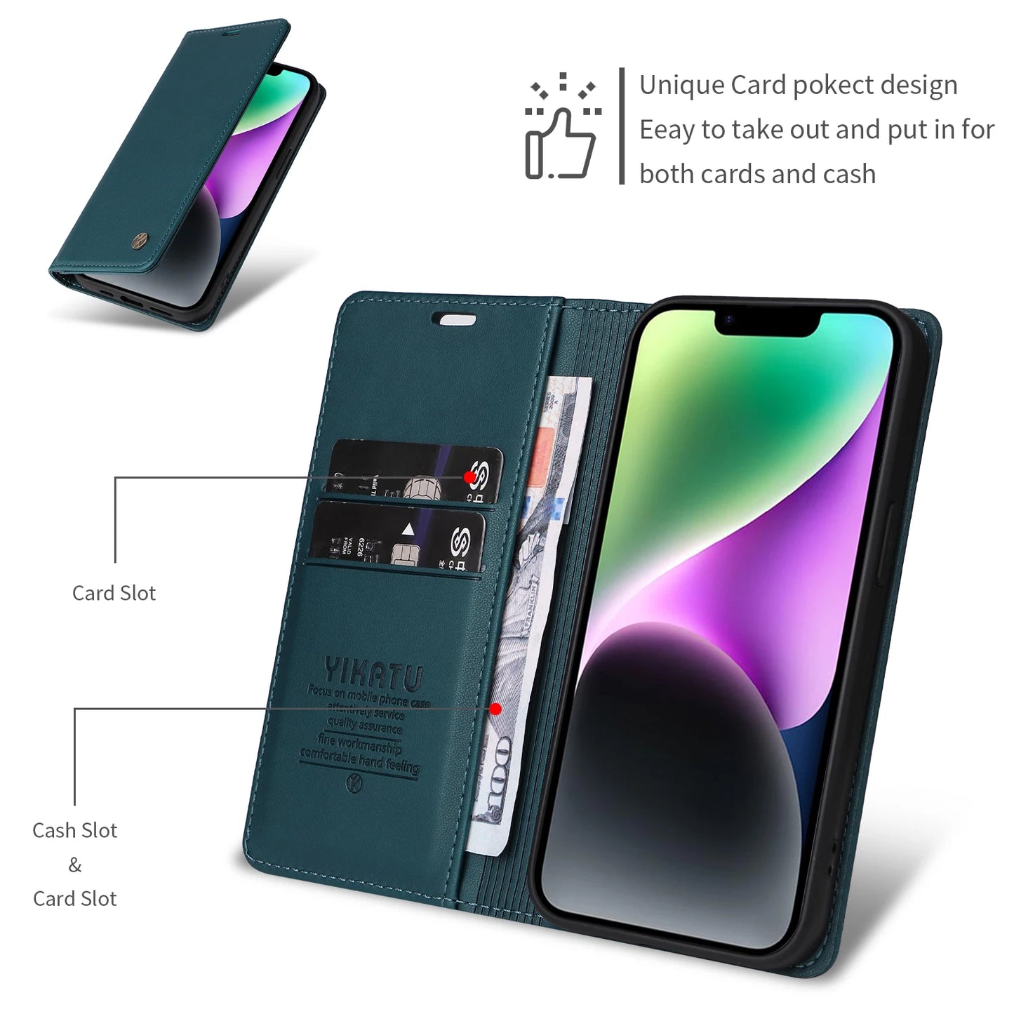 Magnetic Flip Wallet Leather Case for iPhone 17 / 16 / 15 / 14 / 13 / 12 / 11 Series – Multi‑Functional Kickstand Card Holder Cover