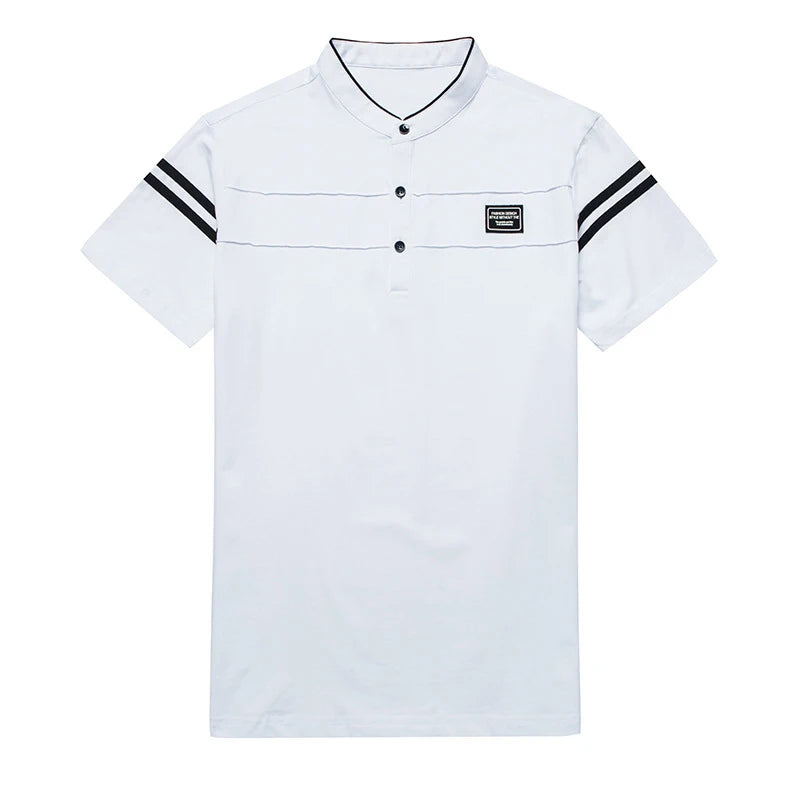 Men's Fashion Summer Polo Shirt: Casual Cotton, Breathable, Stand-Up Neck, Short Sleeve, Korean Style Comfortable T-shirt