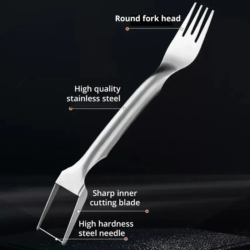 2In1 Watermelon Fork Slicer Watermelon Slicer Cutter Knife Multi-purpose Portable Stainless Steel Kitchen Fruit Cutting Fork