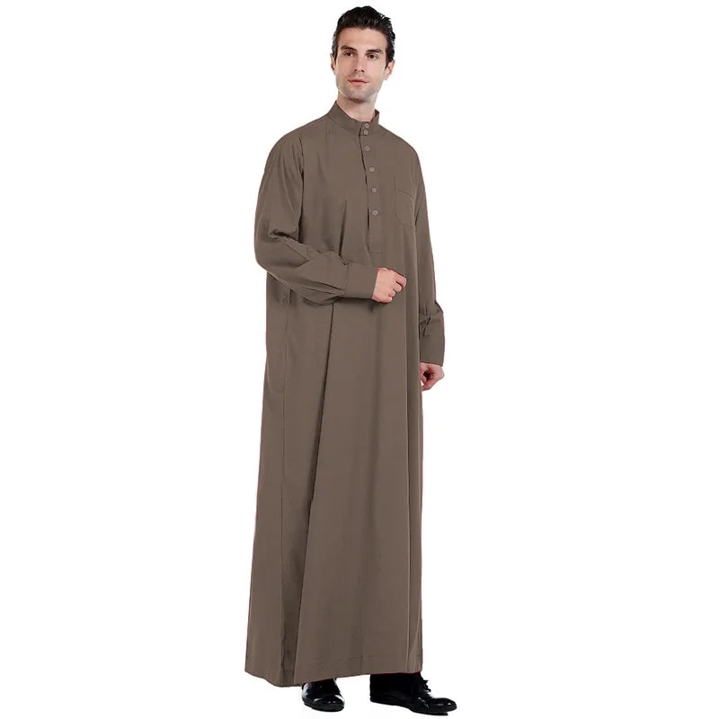 Solid Muslim Men's Robe | Kaftan, Abaya, Jubba & Qamis - Arabic & Pakistani Islamic Fashion