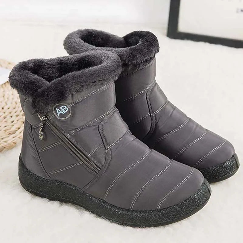 Comfortable Waterproof Snow Boots for Women - Soft Fur, Zipper, Winter Boots (Botas Mujer)