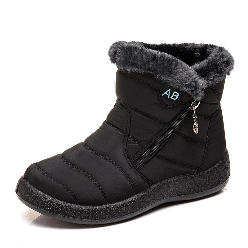 Comfortable Waterproof Snow Boots for Women - Soft Fur, Zipper, Winter Boots (Botas Mujer)
