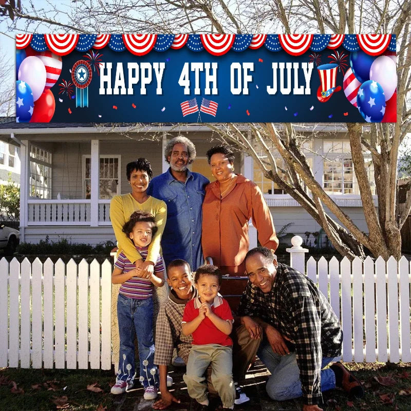 Happy 4th of July Banner Backdrop Independence Day Sign Freedom Banner American Patriotic Party Decor Memorial Day Part Supplies