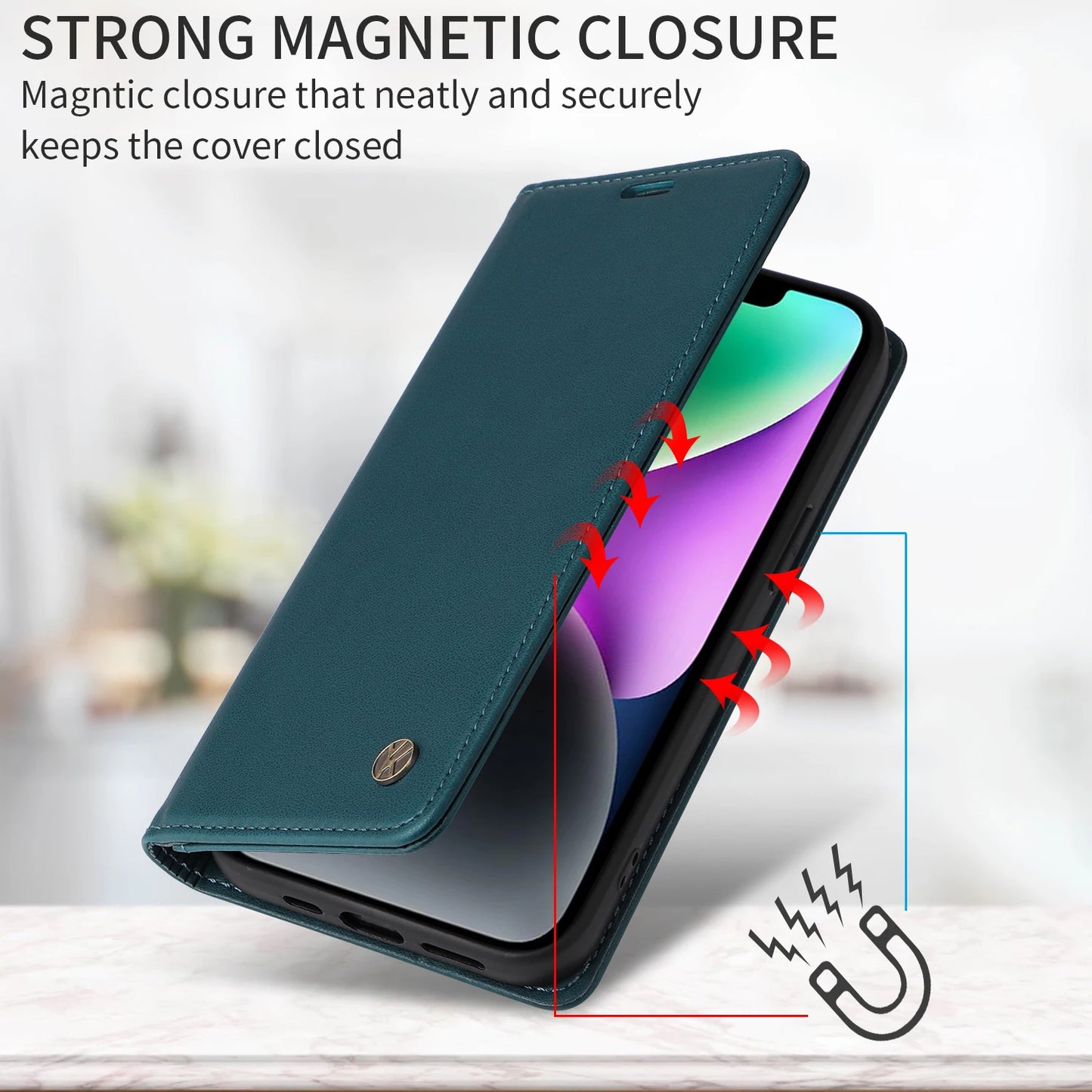 Magnetic Flip Wallet Leather Case for iPhone 17 / 16 / 15 / 14 / 13 / 12 / 11 Series – Multi‑Functional Kickstand Card Holder Cover