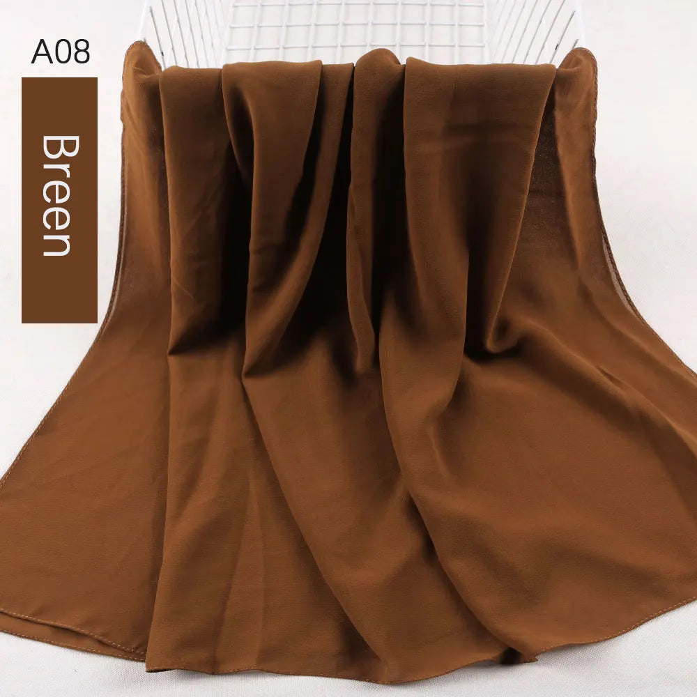 women plain bubble chiffon scarf hijab wrap printe solid color shawls headband women hijabs scarves scarf 56 colors - Etawia Products