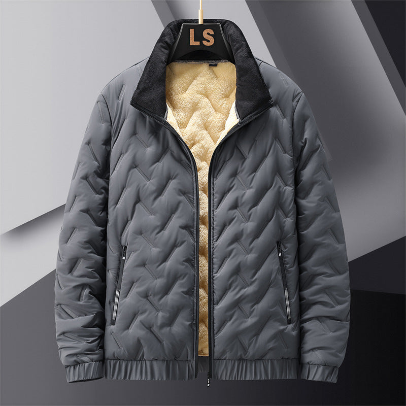 Winter Jacket Men Thermal Lined Thick Warm Fleece Jacket 2023 New Male Coat Turn Down Collar Parkas Korean Outerwear Mens Jacket