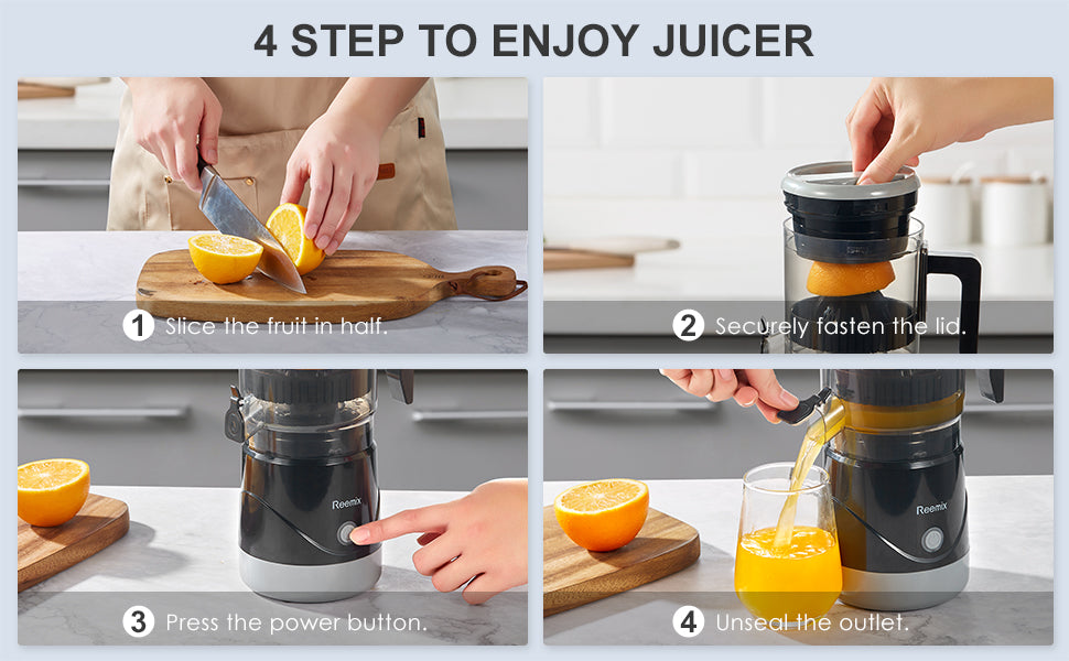 lectric Citrus Juicer, Reemix Full-Automatic Orange Juicer Squeezer for Orange, Lemon, Grapefruit, Citrus Juicer with Cleaning