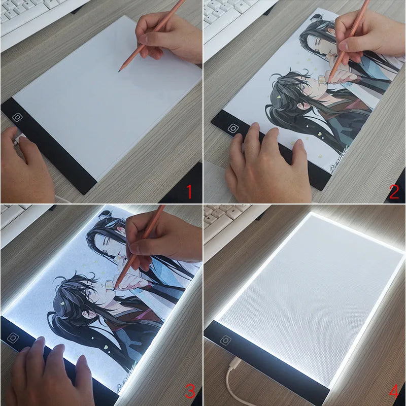A4 Dimmable LED Drawing Pad for Kids - Educational, Creative Painting Toy and Gif