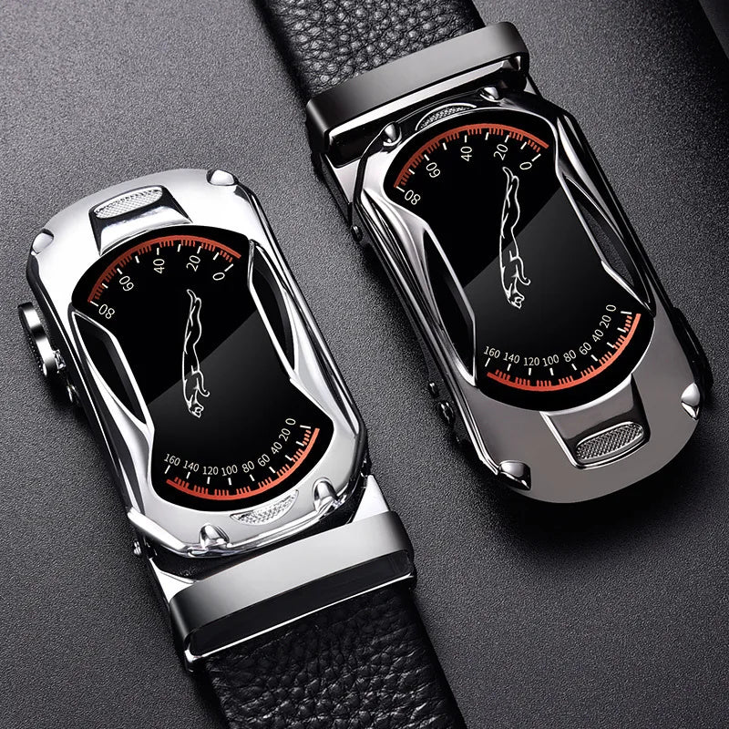 Luxury Genuine Leather Belt for Men with Automatic Metal Alloy Buckle - Plus Size"