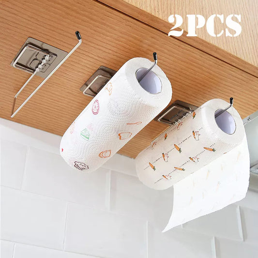 1/2pcs Hanging Toilet Paper & Towel Holder for Bathroom and Kitchen