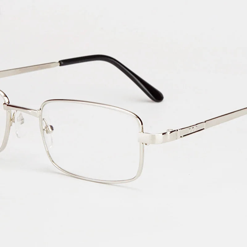 Real Glass Lens Square Reading Glasses - Men and Women Full Frame Presbyopic Eyewear +1.5, +2.0, +2.5 Diopter Anti-Scratch