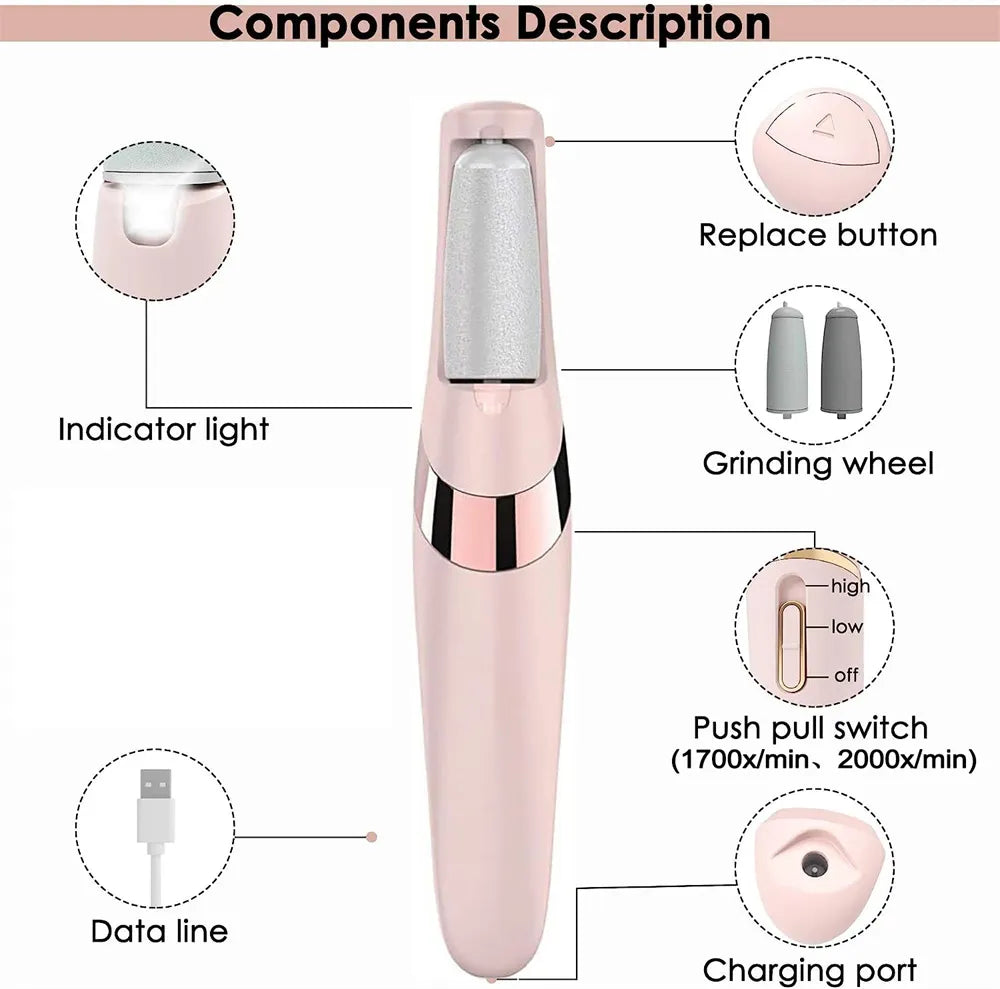 Electric Pedicure Tool Film Foot Dead Skin Callus Remover Feet Exfoliator Pumice Stone for Heel Grinding Device for Foot Care