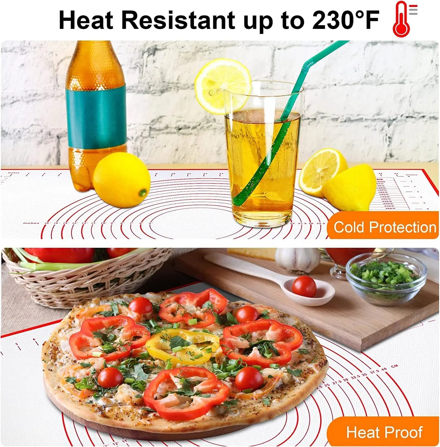 UNTIOR Silicone Kneading Dough Mat for Baking, Pizza, and Cake Making