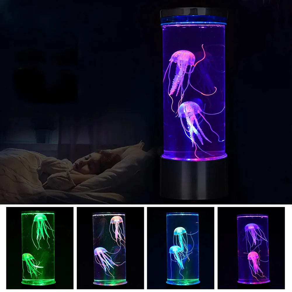 Color Changing Jellyfish Lamp, USB/Battery Powered, Table Night Light, Gift for Children, Home Bedroom Decor, Birthday Present for Boys and Girls