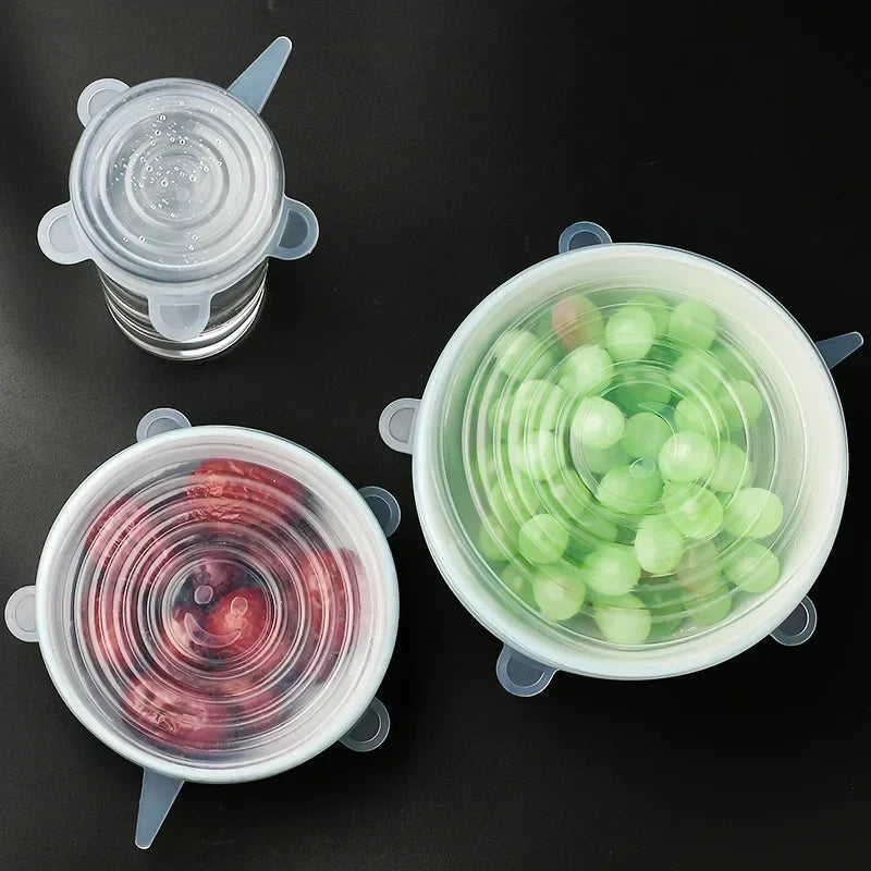 6Pcs Reusable Silicone Food Storage Covers - Kitchen Organization Tool