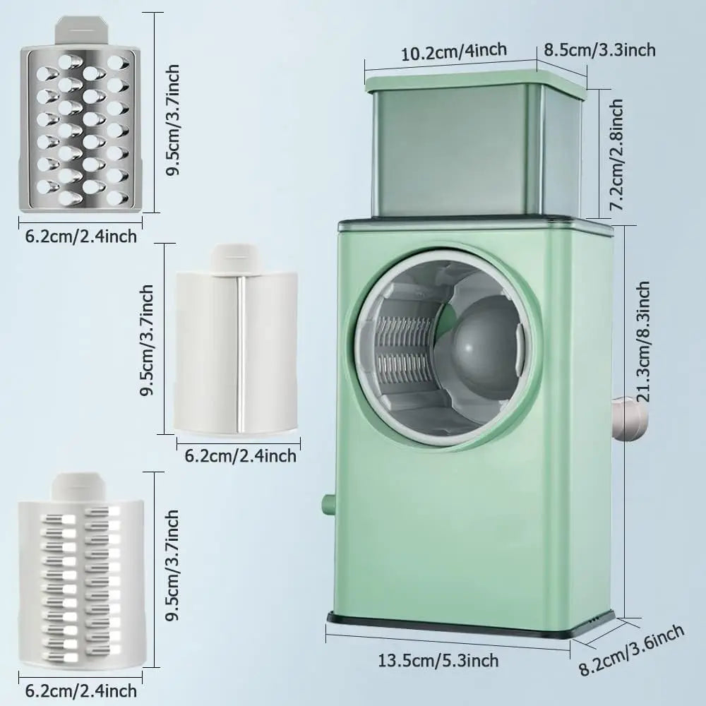 Kitchen 3 in 1 Manual Rotary Cheese Grater With Handle, Kitchen Vegetable Slicer, Chopper, Grinder, Rotary Slicer for Easy Clean