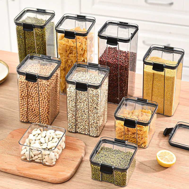 3/5Pcs Sealed Kitchen Storage Jars Set - Moisture-proof Plastic Grain and Seasoning Organizer
