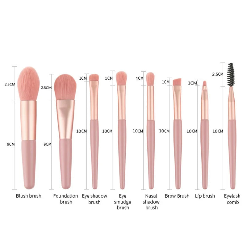 Portable 8Pcs Eyeshadow Foundation Blending Makeup Brush Soft Fluffy Cosmetics Concealer Makeup Brush Professional Make Up Tool