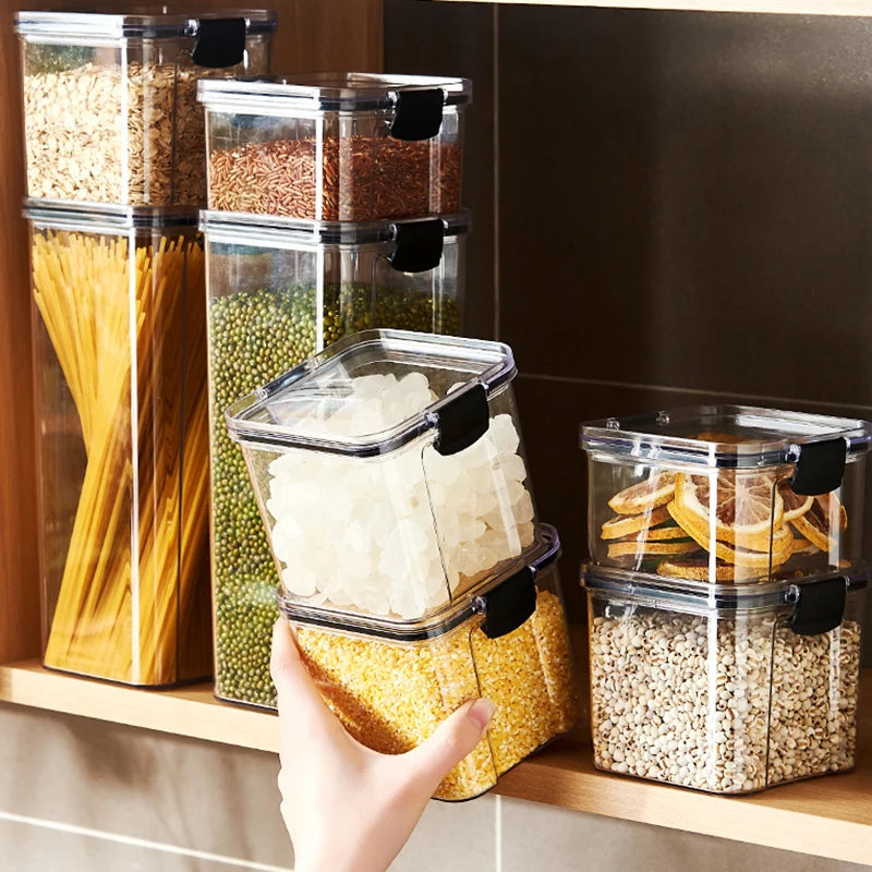 3/5Pcs Sealed Kitchen Storage Jars Set - Moisture-proof Plastic Grain and Seasoning Organizer