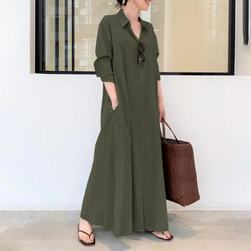 Lapel Shirt Dress Khimar Abaya, Long Sleeve Islamic Clothing for Women, Dubai Kaftan, Turkish Modesty Robe Jilbab