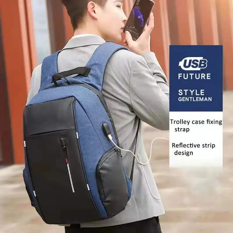 CEAVNI Backpack for Men - USB Charging, Waterproof, 15.6 Inch Laptop Compartment - Casual Oxford Male Business Bag - Mochila Computer Notebook Backpacks