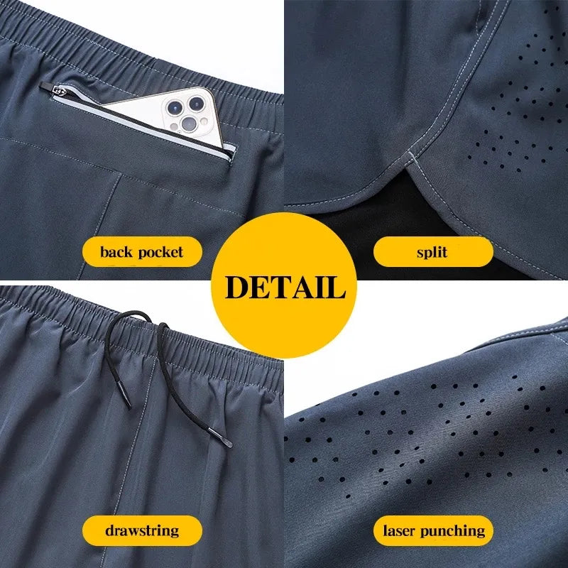 Men's Quick-Drying Fitness Running Shorts for Sport and Workout (Black)