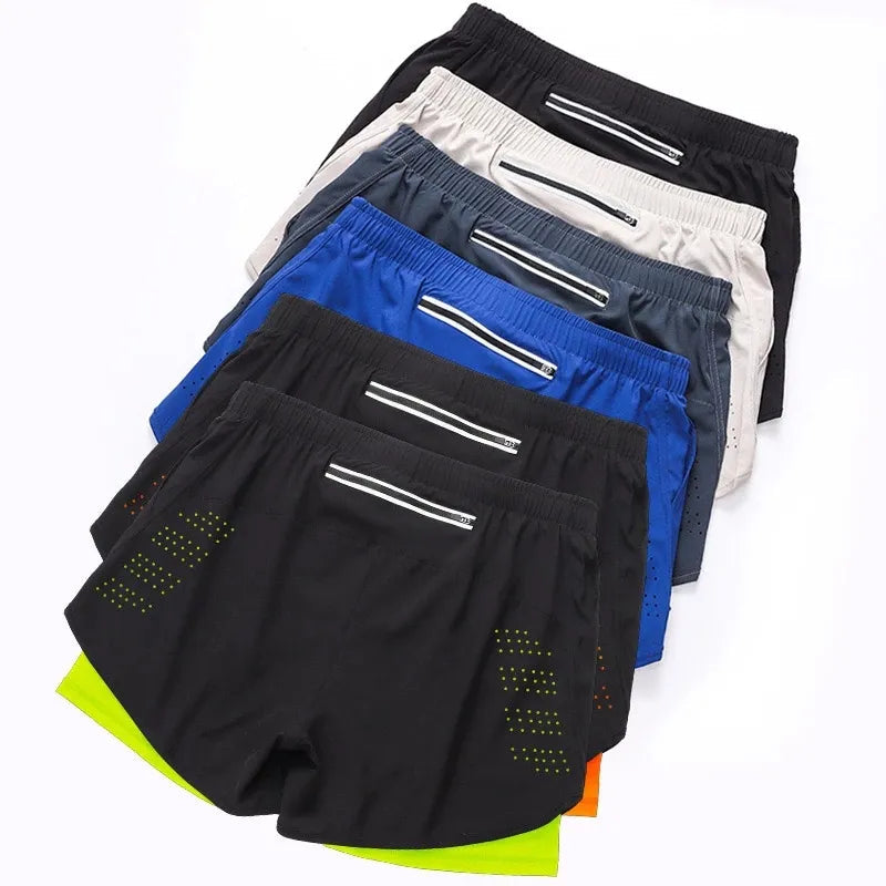 Men's Quick-Drying Fitness Running Shorts for Sport and Workout (Black)
