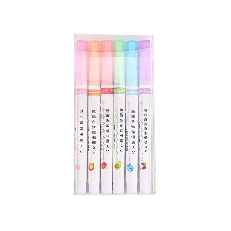 6-Piece Kawaii Flower-Shaped Highlighter Pen Set with Roller Tips for Writing, Journaling, and Drawing
