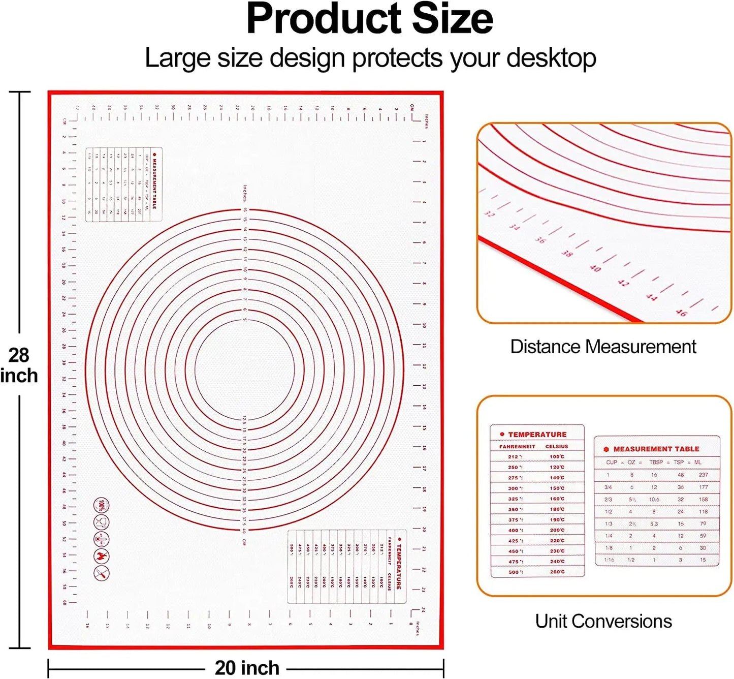 UNTIOR Silicone Kneading Dough Mat for Baking, Pizza, and Cake Making
