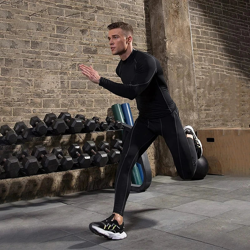 Men's Long Sleeve Compression Gym T-Shirt - Quick Dry, Tight Fit for Bodybuilding and Running