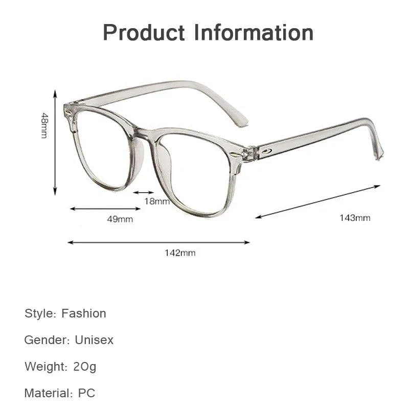 Anti Blue Light Myopia Glasses for Women and Men - Ultralight Clear Transparent Nearsighted Eye Glasses with Diopter from -1.0 to -6.0